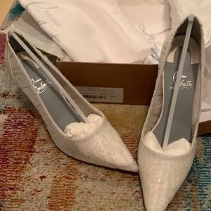 Christian Louboutin white wedding pumps